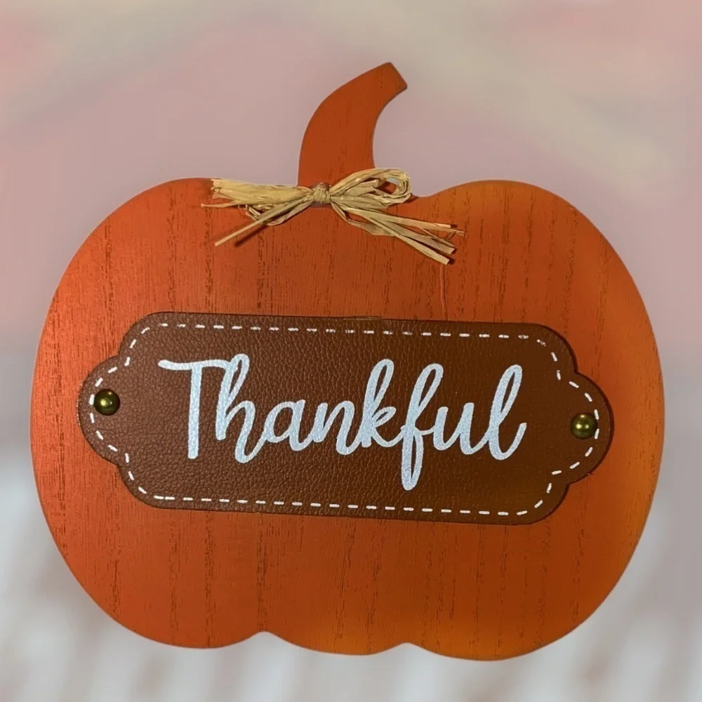 Pumpkin Autumn Table Decor Wood Modern Farmhouse Rustic Stand Up Sign Placque